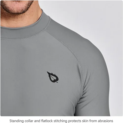 Vista 5 de BALEAF Camiseta de natación de manga corta para hombre, protección solar UPF 50+, de secado rápido, de compresión