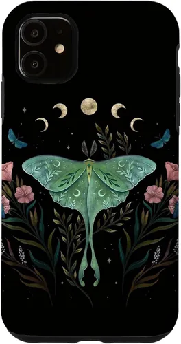 Vista 8 de Funda estética Witchy Luna Moth Flower Floral Moon Phases para iPhone 12 mini