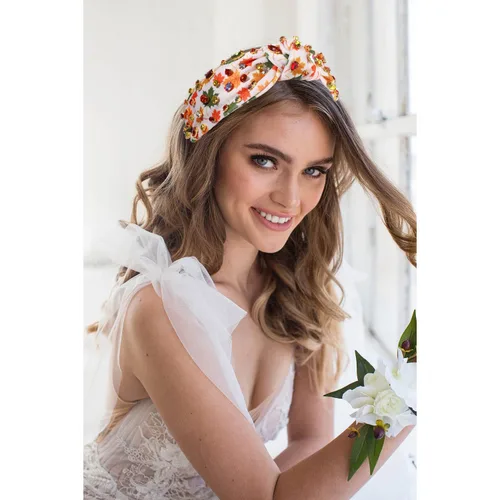 Vista 2 de Diadema de otoño, accesorios de Acción de Gracias para mujer, diadema anudada de cristal con diamantes de imitación, estampado de hojas de arce