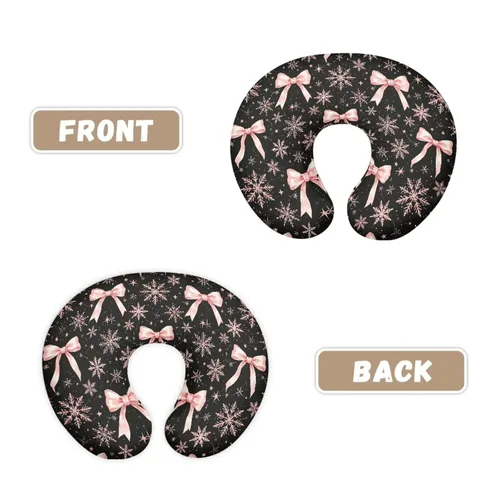 Vista 3 de Jeiento Christmas Nursing Pillow Case Black Snowflake Pink Bow Nursing Covers for Breastfeeding Pillows Soft Comfortable Slipcover for Boy and Girl