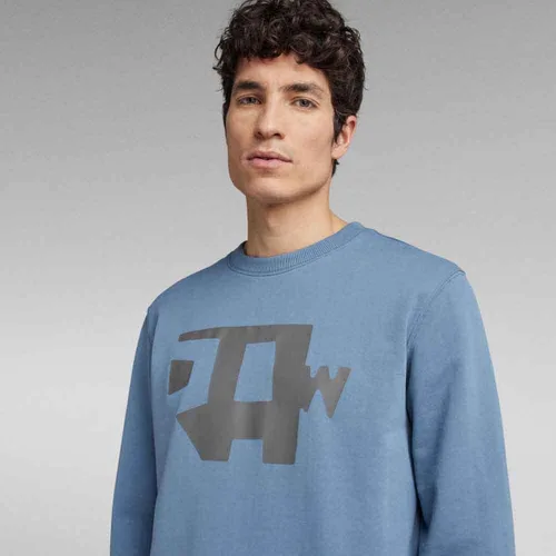 Vista 6 de G-STAR Sudadera de cuello redondo con estampado prémium para hombre Resumen: Azul