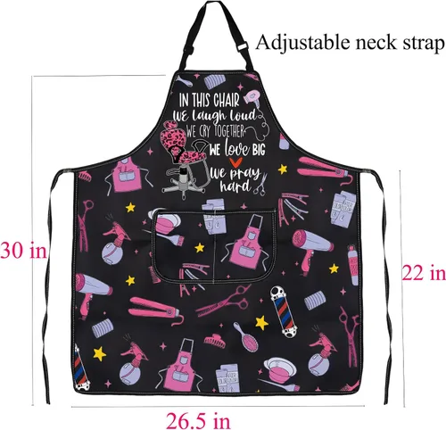 Vista 2 de Hair Stylist Apron with Pockets Hairdresser Gifts Hair Stylist Gifts Cosmetologists Gifts Beauty Salon Aprons Barber Apron