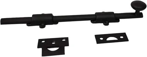 Vista 2 de QCAA Perno de puerta holandés de latón macizo, 12 pulgadas, negro mate, fabricado en Taiwán, 1 paquete