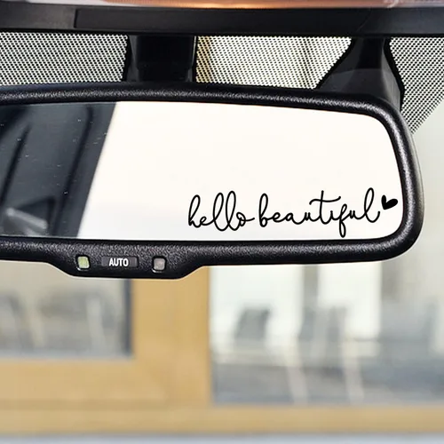 Vista 7 de 3 x Adhesivo de Espejo Retrovisor "Hello Beautiful", Vinilo para Espejo Retrovisor, Adhesivos para Espejo de Tocador, Accesorios para Coche