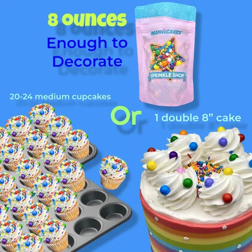 Vista 9 de Gránulos de dinosaurio 8 onzas Gránulos para pasteles de chocolate, sabor dulce Jimmies Manvscakes sin nueces (multicolor)