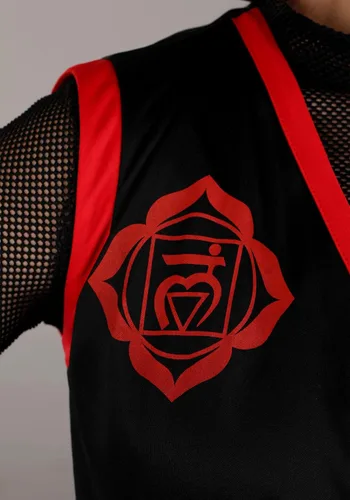 Vista 4 de Disfraz de Ninja Rojo y Negro Stealth