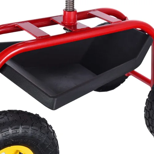 Vista 7 de Giantex Asiento de trabajo de jardín rodante, asiento de trabajo de jardinería giratorio 360 con ruedas, cesta de herramientas, altura ajustable