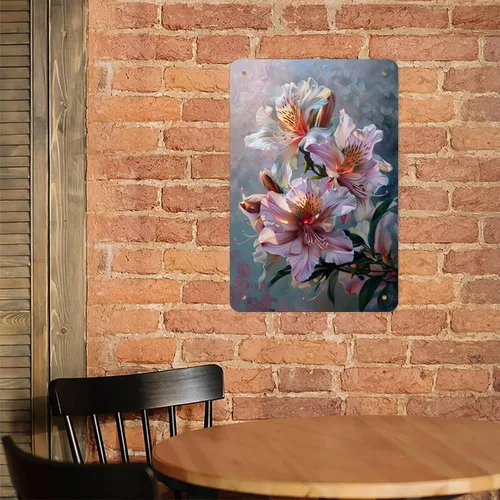 Vista 7 de Abstract Floral Pattern Aesthetic Metal Tin Sign Wall Decor Retro Sign for Home Living Room Bedroom Coffee Wall Decor Halloween Christmas Gifts