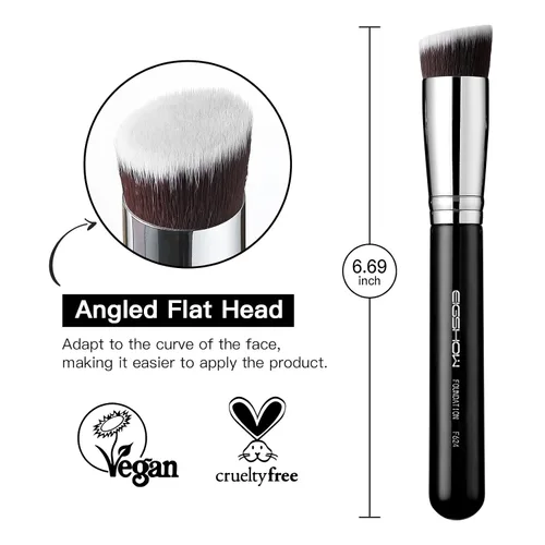 Vista 2 de EIGSHOW - Brocha para base de maquillaje Kabuki de parte superior plana, para líquidos, crema y polvo, mezcla, pulido, punteado, aplicación