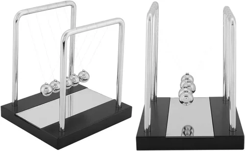 Vista 4 de AUNMAS Bolas de equilibrio Newtons, bolas oscilantes con base de madera maciza, diversión ciencia física, accesorios de aprendizaje, adornos