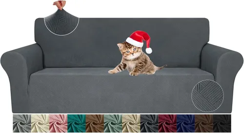 Vista 35 de JIVINE - Funda para sofá biplaza, 1 pieza elástica para sofá de 2 cojines, protector de muebles con parte inferior elástica para niños y mascotas