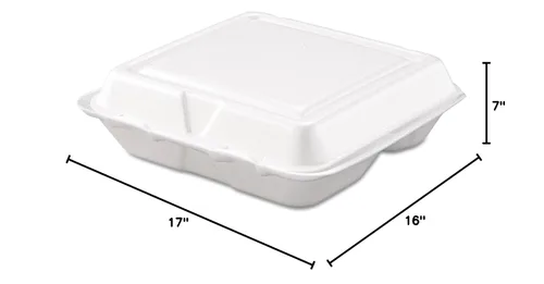 Vista 4 de Dart 80HT3R Sm 3 Comp - Contenedor de espuma con bisagras, 8 pulgadas (caja de 200)