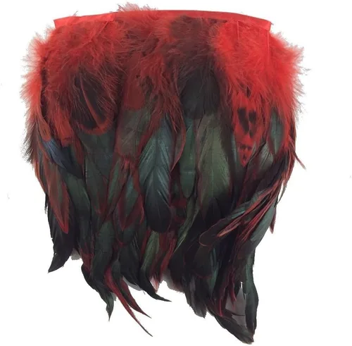 Vista 10 de KOLIGHT Paquete de 2 yardas con flecos de plumas de gallo natural de 5-7 pulgadas de ancho, decoración de bricolaje (negro)
