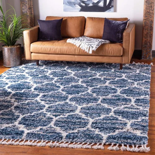 Vista 13 de Unique Loom Hygge Shag Collection - Alfombra de área enrejado (2 pies 2 pulgadas x 3 pies, rectangular, marfil / gris)