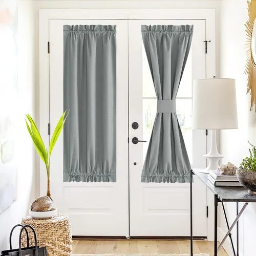 Vista 86 de NICETOWN Cortinas de Lino para Puerta Lateral - Cortinas Opacas con Aislamiento Térmico para Puerta Delantera Francesa para Sombra Pequeña