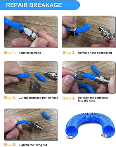 Vista 5 de SARDVISA 22 Paquetes de Accesorios para Compresor de Aire, Manguera de Aire de Poliuretano Reparable Mejorada de 25 Pies con Kit de Herramientas