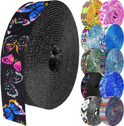 Vista 19 de 1.5 pulgadas Correa de nailon con patrón, correas de cinturón de nailon, correas para bolso, correas para mochila, cinturón de nailon