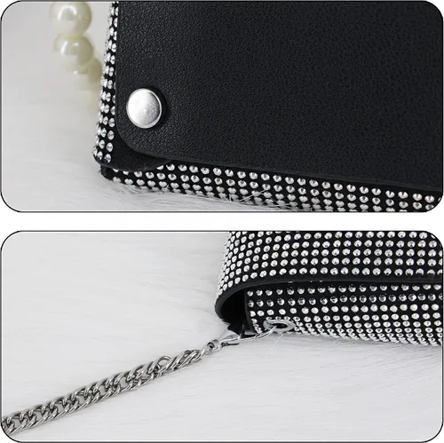 Vista 4 de Naimo Bolso cruzado con diamantes de imitación de cristal brillante, bolso de mano de noche de diamante, bolso para teléfono celular para fiesta
