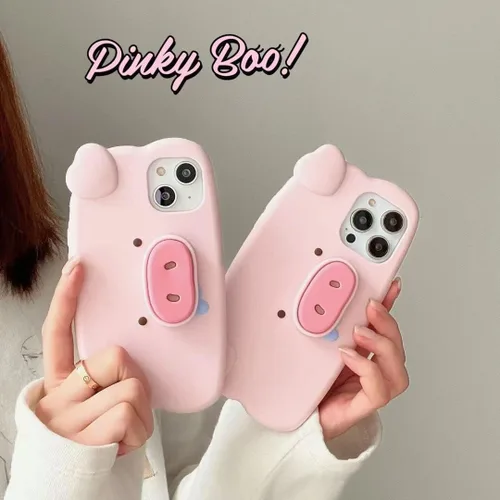 Vista 3 de Funda de teléfono para niñas y mujeres, creativa, súper divertida, multifunción, elástica, con soporte de nariz de cerdo rosa, funda de teléfono