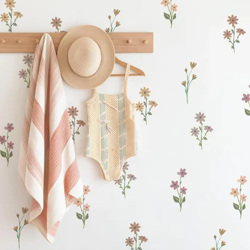 Vista 4 de funlife 72 PIEZAS Adhesivos de pared de flores de acuarela, para pegar y quitar, decoración de pared para dormitorio de niñas, flores boho