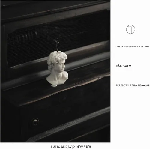 Vista 4 de LAWA - Vela de busto de David, vela perfumada de cera de soja hecha a mano, elegante vela estética, regalo de inauguración de la casa, idea de Blanco