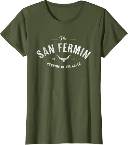 Vista 35 de The Running of the Bulls" - Pamplona Gift - Camiseta San Fermin, Rojo, S Asfalto