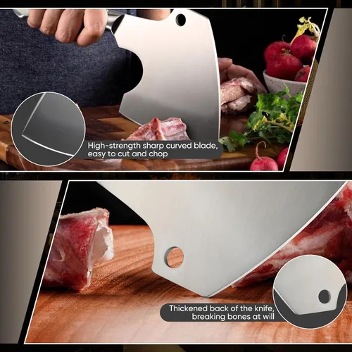 Vista 7 de DRGSKL Carne Cleaver Heavy Duty - Picador de huesos, hacha de cocina