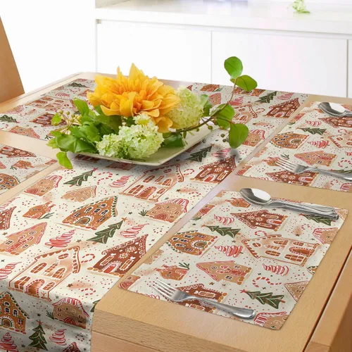 Vista 23 de Lunarable Camino de mesa tropical y manteles individuales, acuarela tucán loro flamenco piñas y flores silvestres sobre rombo, juego para decoración