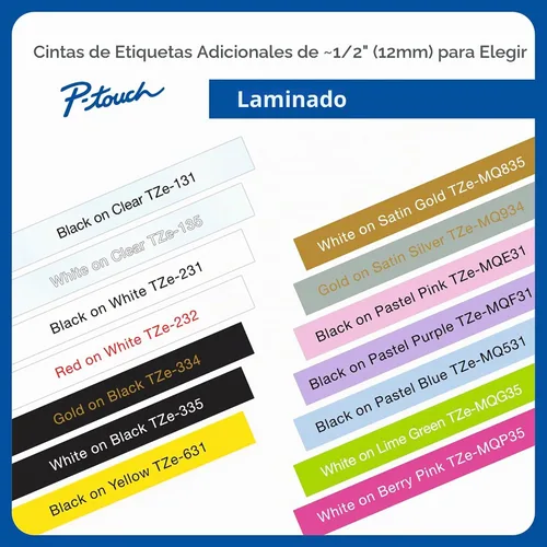 Vista 5 de Brother P-Touch TZe-231 - Cinta de etiquetas laminada, negro sobre blanco, paquete de 8, 1/2 pulgadas x 26.2 pies (0.472 in x 26.2 ft / 8m) por
