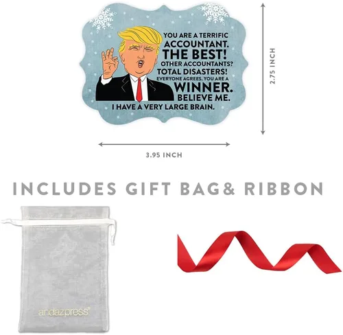 Vista 5 de Andaz Press Presidente Donald Trump Fancy Frame Recuerdo Adorno de Navidad Regalo de broma, excelente contador, 1 paquete, divertidas ideas