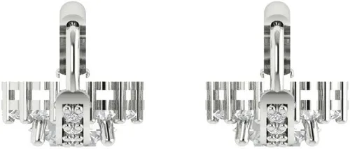Vista 4 de Aretes colgantes de 3.55 quilates de corte redondo ideal VVS1 sin conflictos, con halo de piedras preciosas solitario de moissanita genuina