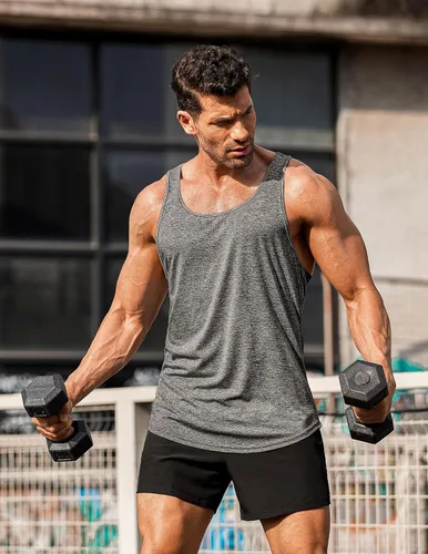 Vista 4 de COOFANDY Camisetas sin mangas para hombre, paquete de 3 camisetas sin mangas para gimnasio, espalda en Y, entrenamiento muscular, culturismo