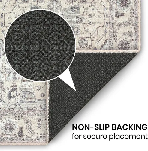 Vista 145 de GLN Rugs Traditional Collection - Alfombra de felpilla lavable a máquina, tradicional lavable, antideslizante, alfombra de felpilla de pelo corto