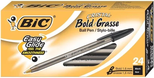 Vista 2 de Bic Cristal Bold, bolígrafo de 0.063 in, color negro, paquete de 48 (MSBP241-BKx2)