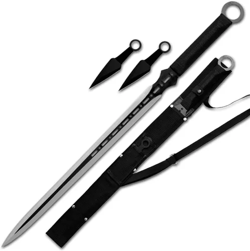 Vista 4 de Ninja Sword Machete Cuchillo de lanzamiento táctico Katana Tanto Blade, 27 pulgadas