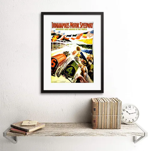 Vista 2 de The Art Stop Sport Race Indianapolis Motor Speedway Car Flag Indy 500 Impresión enmarcada B12X11273