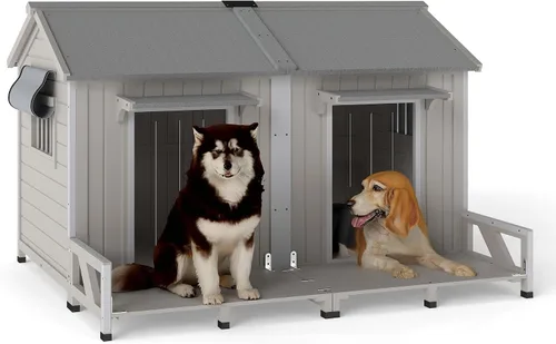 Vista 14 de PetsCosset Casa para perros al aire libre de 20.5 pulgadas de largo con techo de asfalto impermeable para perros pequeños a medianos, perrera grande