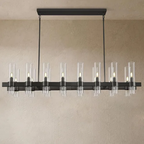 Vista 15 de Candelabro de 12 Luces de Latón Redondo 36" Candelabros de Rueda de Vagón de 91 cm para Fijo de Iluminación de Comedor Tubo de Vidrio Transparente
