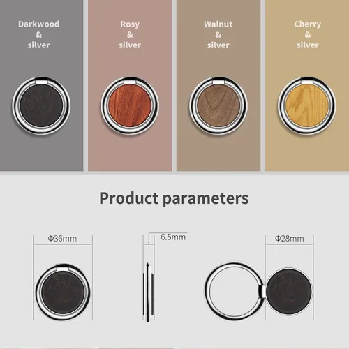 Vista 4 de Carveit Soporte de anillo para teléfono celular con diseño de madera maciza, soporte de metal compatible con iPhone 16 Pro Max 13 14 Galaxy S24