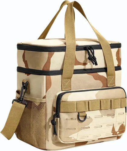Vista 17 de Backpack Cooler Insulated Leakproof, Soft Cooler Backpack for Beach Beige - Negro - Marrón-01