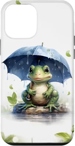 Vista 16 de Cute Green Frog with Umbrella in The Rain Case for iPhone 17