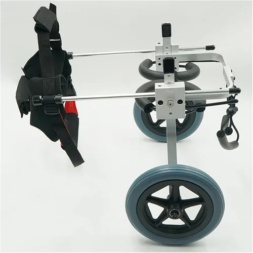 Vista 7 de Silla de ruedas para perros para patas traseras, silla de ruedas para perro, perrito/cachorro ajustable para patas traseras, carrito
