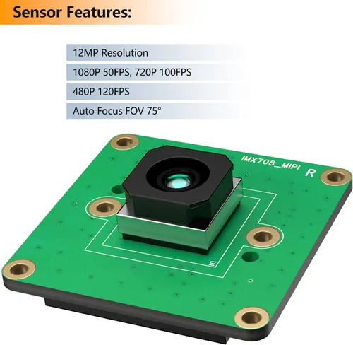 Vista 5 de Módulo de cámara de enfoque automático de 12MP para Raspberry Pi, sensor IMX708, FOV de 75°, HDR, compatible con Pi 5,4,3, Zero, CM4