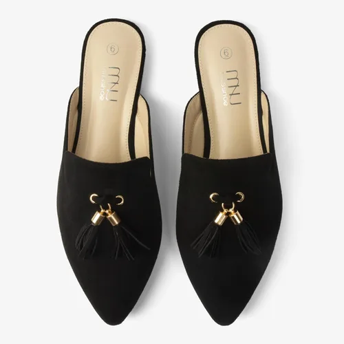 Vista 3 de MUSSHOE Mules para mujer, cómodos, puntiagudos, sin cordones, zapatos planos