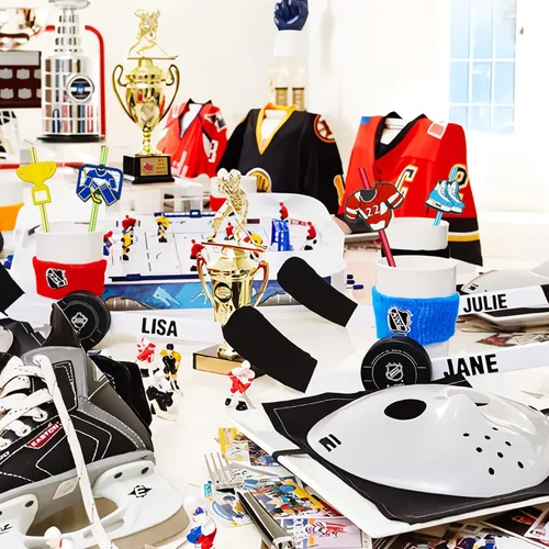 Vista 4 de 24 popotes rectos reutilizables con temática de hockey sobre hielo para hockey sobre hielo, regalos de fiesta deportiva, pajitas de bebidas diarias