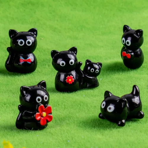 Vista 4 de 36 piezas Figuras de Gatos Negros en Mini de Resina Variedad de Animales Pequeños Pequeñas Figuras de Gatos en Miniatura a Granel para Accesorios