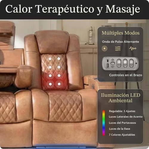 Vista 5 de Seatcraft Anthem LT - Sofá de cine en casa con mesa plegable Leonado