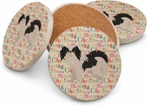 Vista 161 de Abyssinian Sand Terrier Merry Christmas - Posavasos grandes de piedra arenisca (4 unidades)