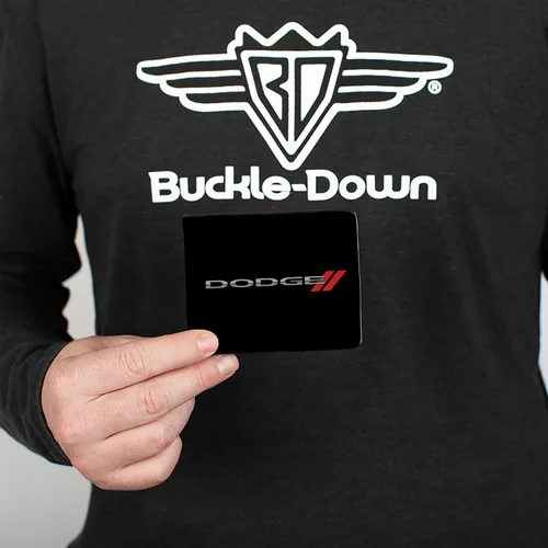 Vista 3 de Buckle-Down Cartera plegable de PU para hombre, Dodge Rhombus, negroplatadesvanecidorojo (vertical para fundas celulares), multicolor, 4.0 x 3.5