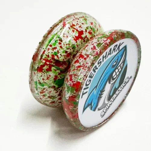 Vista 3 de Edición especial Spintastics Tigershark, rodamiento de bolas, yoyó clásico pintado a mano (edición especial de Navidad (rojo/verde/blanco))